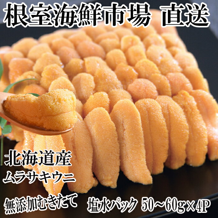【ふるさと納税】無添加むきたてムラサキウニ塩水パック50〜60g×4P[5月初旬以降発送] B-14070