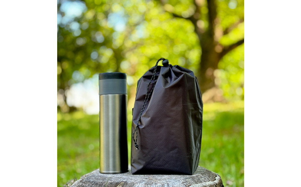 【M・3L・黒】　大きめナイロン巾着袋　スタッフバッグ　スタッフサック　バッグインバッグ　着替え袋