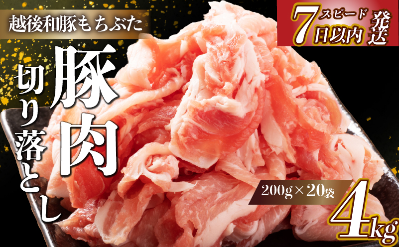 豚肉 切り落とし 和豚 もちぶた 小間切れ 4kg ブランド豚 和豚もちぶた ブランド 美味しい豚 豚肉 肉 にく 肉料理 夕食 晩ごはん ポーク おかず 小分け 便利 肉の片山 新潟県 新発田市 katayama006