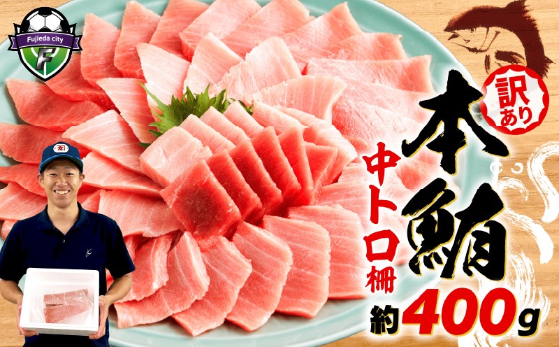 本まぐろ 中とろ 刺身用 約400g 不定型柵