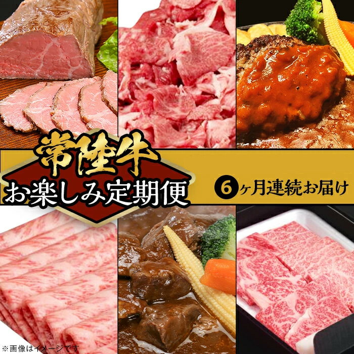 【ふるさと納税】定期便 6回 お楽しみ 牛肉 黒毛和牛 常陸牛 国産 贅沢 切り落とし すき焼き 焼肉 ハンバーグ ローストビーフ 【定期便】【全6回】常陸牛お楽しみ定期便（6ヶ月連続でお届け）
