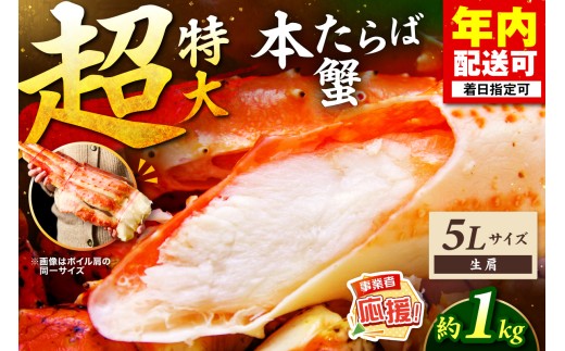 【1肩約1kgの極太5Lサイズ】一番人気！ 本たらば蟹 生肩 約1kg【ふるさと納税3.0】【087C-057】