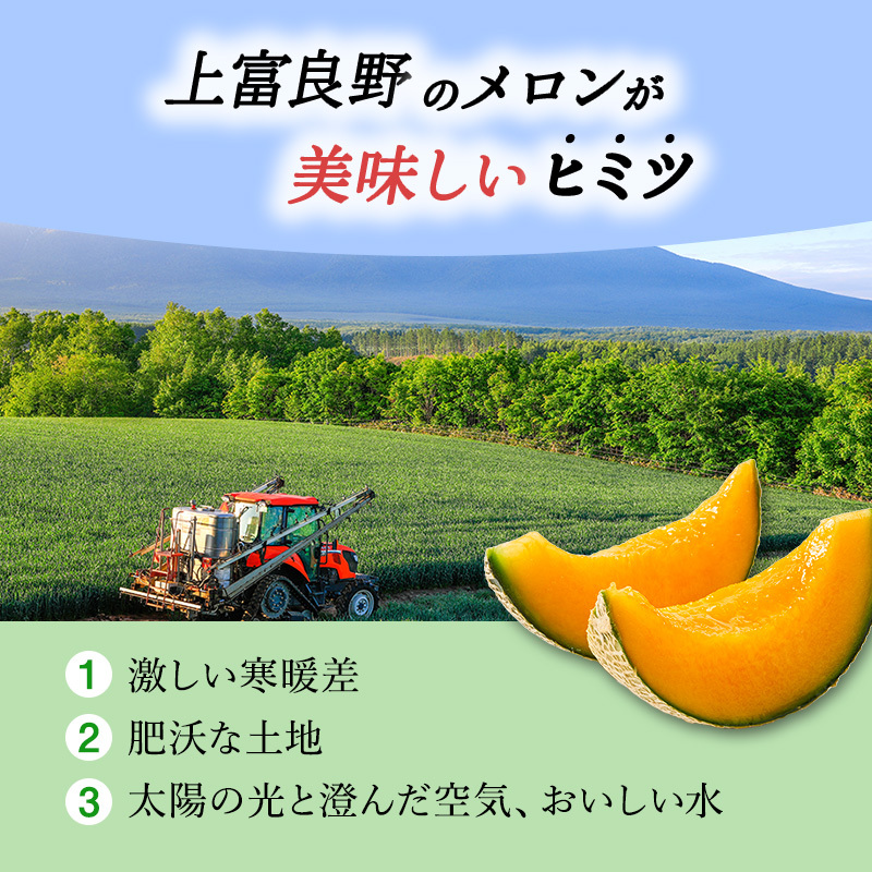 メロン ふらの 赤肉メロン LLサイズ 約2kg 2玉 糖度限界突破 セット めろん 果物 フルーツ デザート くだもの 旬の果物 旬のフルーツ 2025年発送 北海道 富良野 上富良野町_イメージ3