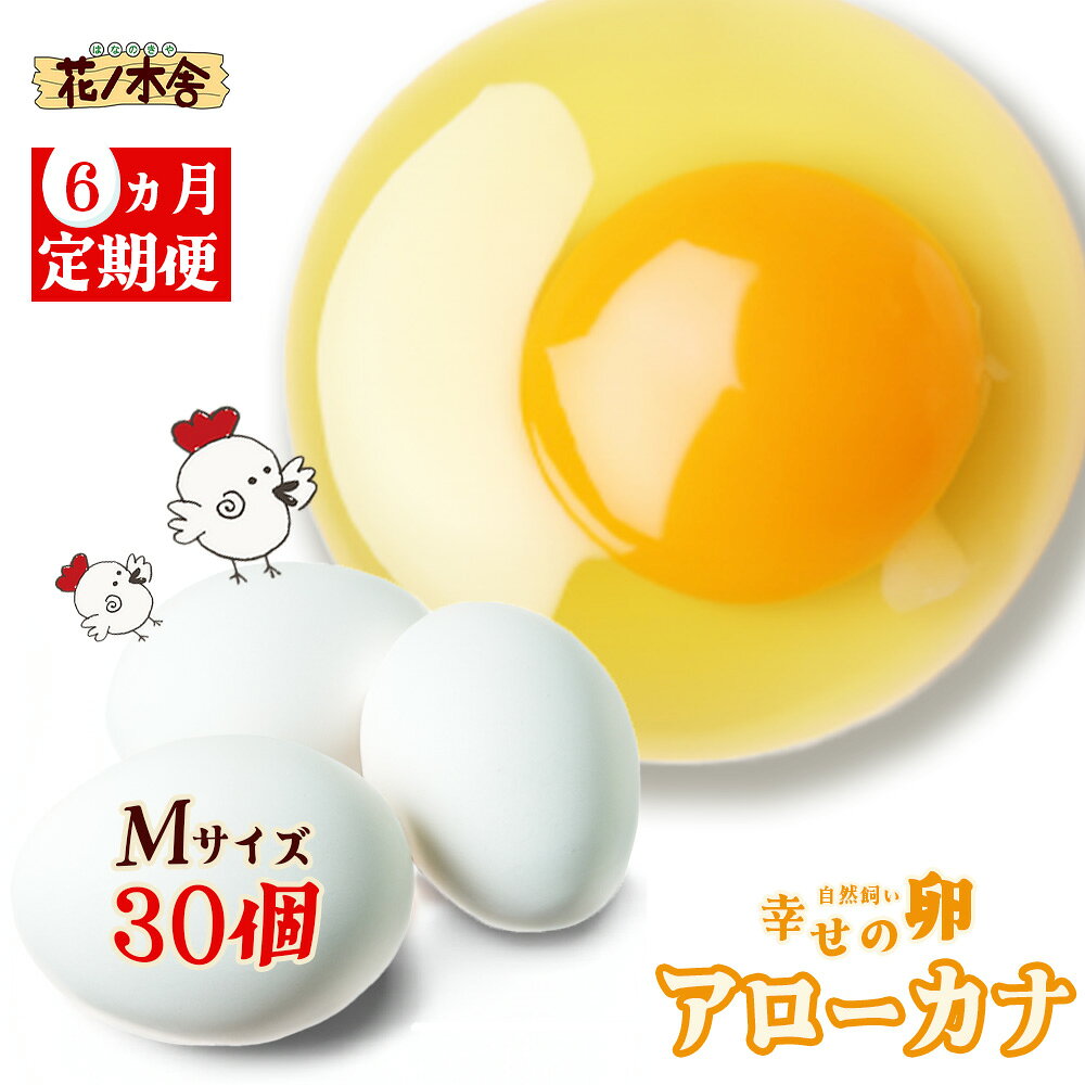 【ふるさと納税】【6か月定期便】自然飼い　幸せの卵　アローカナ　30個 たまご タマゴ エッグ 生卵 卵かけごはん お取り寄せ ごはん 花ノ木舎 宮城 多賀城市 送料無料　【04209-0236】