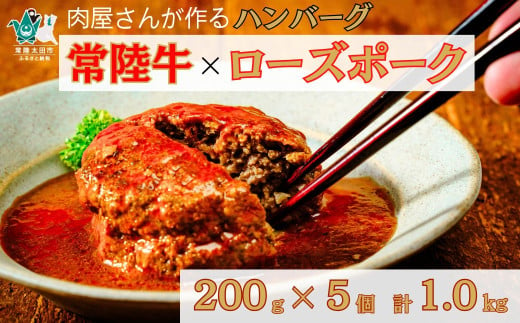 煮込みハンバーグ 200g × 5個 合計1kg 常陸牛 ローズポーク |  茨城県 常陸太田市 常陸牛 牛肉 黒毛和牛 国産牛 ブランド牛 ローズポーク 豚肉 国産豚 合挽肉 ハンバーグ 煮込み 柔