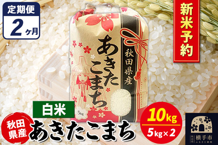 《令和7年産 新米受付》《定期便2ヶ月》あきたこまち 10kg（5kg×2袋）【白米】秋田県産 こまちライン