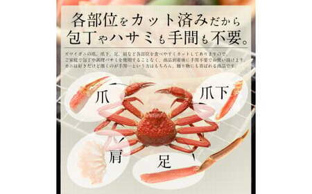 【12月1日～24日着】カット済ズワイ蟹 ハーフポーション 1.8kg (600g × 3箱)[053-c004] 【しおそう ずわい蟹 ずわいガニ ズワイガニ 蟹 カニ かに 生 しゃぶしゃぶ カニ