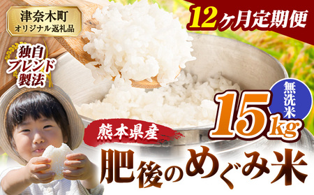 【12ヶ月定期便】熊本県産 無洗米 ブレンド米 肥後のめぐみ米 15kg 熊本県産 ふるさと納税 精米 米 こめ ふるさとのうぜい コメ お米 おこめ《申込み翌月から出荷》