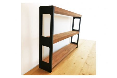 棚 MUKUとアイアンの 隙間 シェルフ ブラウン 約W60cm×H40cm×D10cm [新星金属製作所 大阪府 守口市 20940883] 家具 本棚 収納 コンパクト 無垢材 完成品