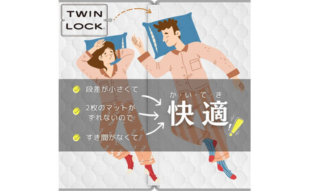 【受注生産】キングサイズ（２枚分割式）194CM幅 マットレス　グランライトベーシック　ホワイト　ツインロック付