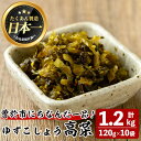 【ふるさと納税】ゆずこしょう高菜(計1.2kg・120g×10袋) 漬物 お漬物 つけもの 高菜 ゆず こしょう ピリ辛 そのまま 10袋 常温 常温保存【曽於市観光協会】