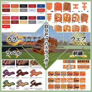久保田スラッガー 硬式用 オーダーグラブ （定番オーダー、刺繍1カ所、タタキ加工） ／ マツダスポーツ 野球 投手 内野手 外野手 右利き 左利き グローブ 牛革 プレゼント 奈良県 田原本町