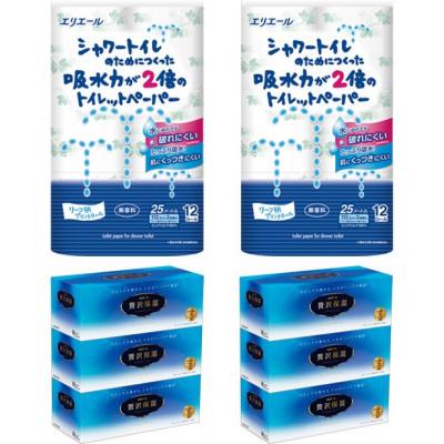 ふるさと納税 島田市 【2ヵ月毎定期便】吸水力2倍トイレットペーパー12R×2、保湿ティシュー3箱×2全3回