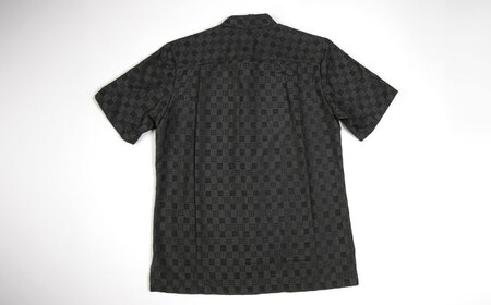サマーシャツ（ブラック / メンズ）琉球織物 両面浮花織 ファッション フォーマル カジュアル 冠婚葬祭 / 沖縄市 FABRIC SHOP MINAMI[BCCS009]