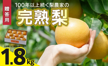 ※贈答用※【フルトリエ】100年以上続く梨農家の完熟梨小箱(1.8kg)_【贈答用】梨 1.8kg 幸水 豊水 あきづき 新高 甘太 王秋 完熟梨 いずれか1種類 フルトリエ 中村果樹園 100年続くフルーツ農家 発送当日の朝に収穫 福岡県 久留米市 お取り寄せ フルーツ 果物 ギフト 贈り物 送料無料 〔Fn102〕