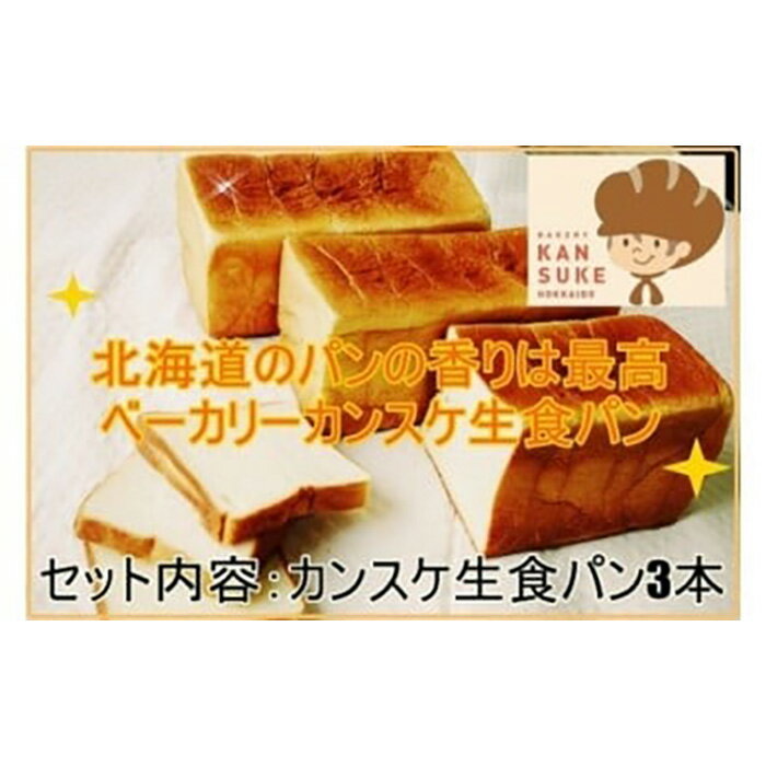 【ふるさと納税】寄附額改定↓そのままでしっとりモチモチおいしい生食パン！北海道産小麦の生食パン3本セット【19115】