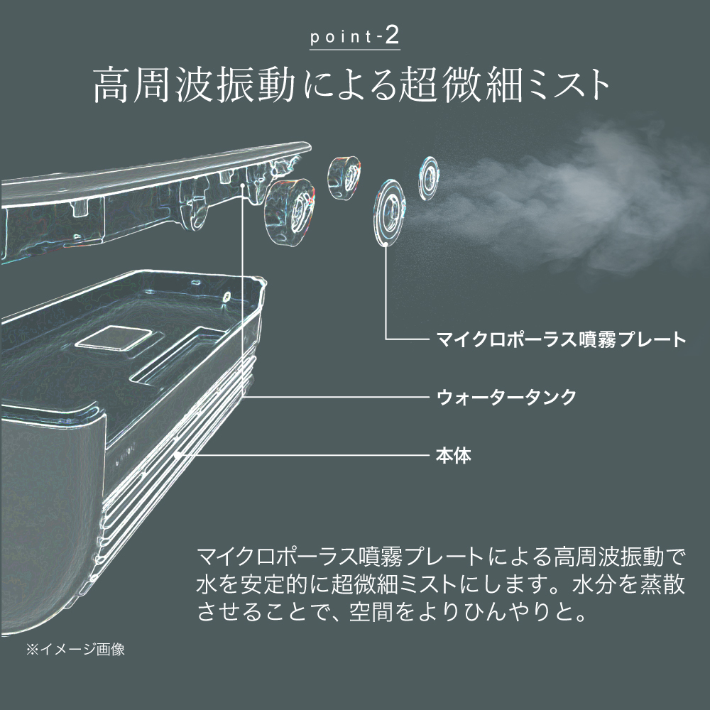 LAVINO クールエアーミスト (ブルーグレイ） LAVINO ラビーノ 空調 空調家電 家電 インテリア エアコン クーラー 暑さ対策 冷却 扇風機 [EV17-NT]_イメージ4