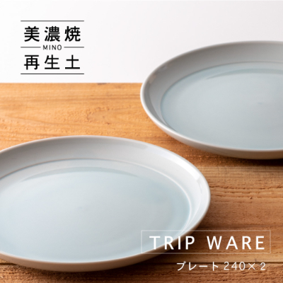 
＜美濃焼・tripware＞グッドデザイン賞受賞 プレート240　2枚　水釉【1262026】
