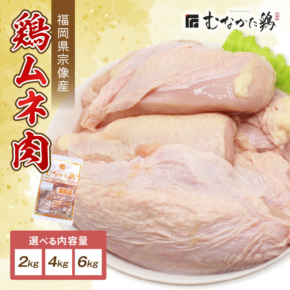 【ふるさと納税】宗像産ブランド鶏【むなかた鶏】ムネ肉 2kg 4kg 6kg（平飼い）【JAほたるの里】ふるさと納税 肉 鶏肉 とりにく 胸肉 ボリューム 大家族 チキンカツ 家族団らん ヘルシー 筋肉付けたい サラダチキン