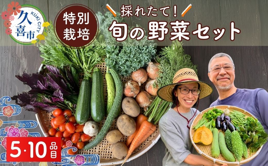 
                  旬の野菜セット 5品目 10品目 特別栽培 1回 | 野菜 やさい 採れたて 生野菜 おまかせ 詰め合わせ 新鮮 旬 季節 春野菜 夏野菜 秋野菜 葉物 根菜 季節限定 地元産 野菜 農業 農家 食育 お取り寄せ 埼玉県 久喜市 たかしま農園
                