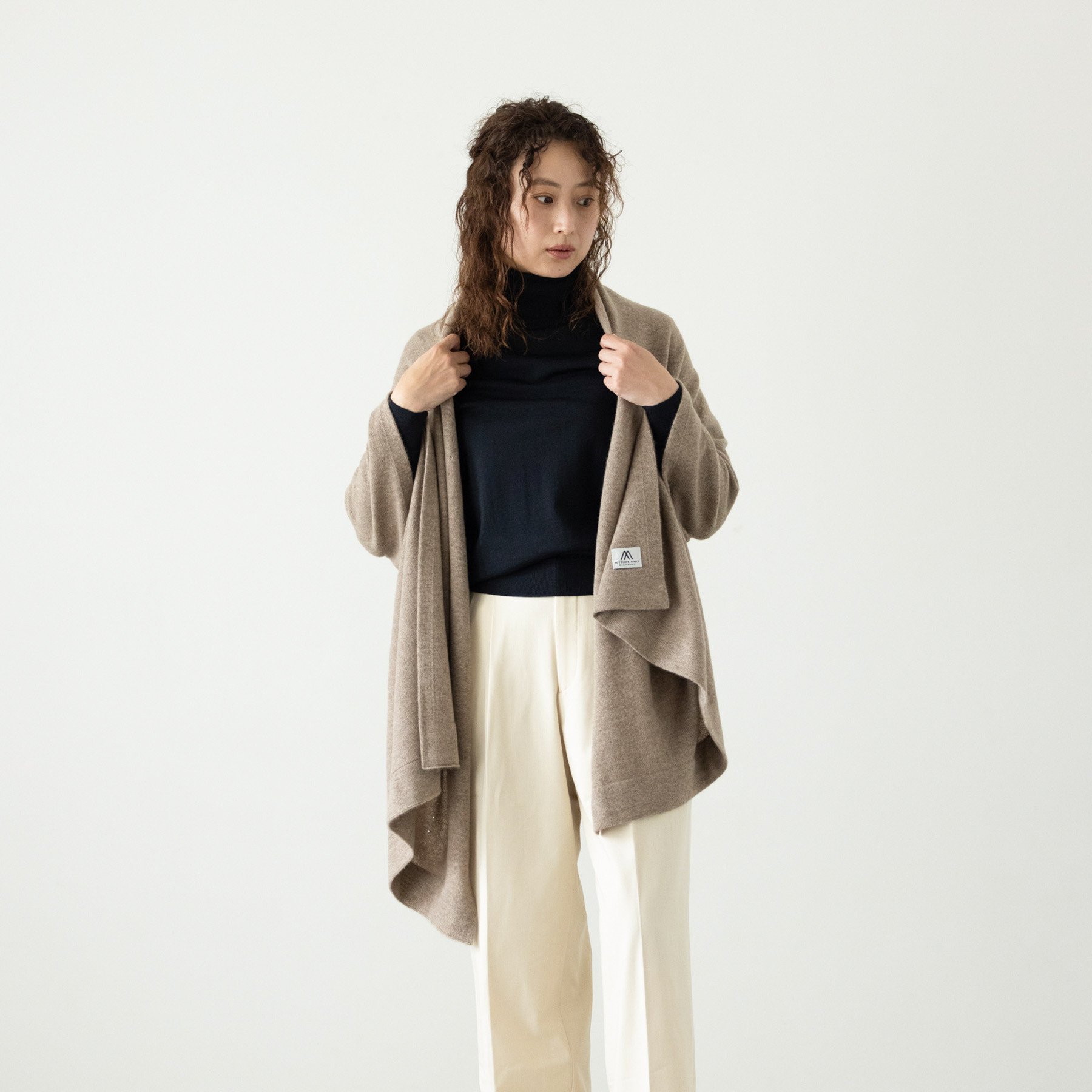 
            大判ショール　MKブランド ブラウン  ニット ファッション おしゃれ 日本製 秋 冬 プレゼント ギフト 第一ニットマーケティング MKDK1102
          