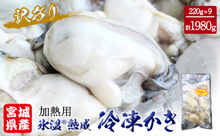 牡蠣 訳あり 氷温熟成 冷凍 （加熱用・サイズ不揃い） 220ｇ × 9パック 牡蠣 牡蠣 牡蠣 牡蠣 牡蠣 かき カキ 魚貝類 貝類 海の幸 まるたか水産