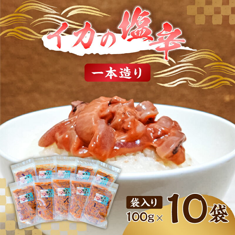 【ふるさと納税】イカの塩辛 一本造り（袋入り100g×10） 千葉県 南房総市 海鮮 海産物 加工品 おかず お酒 お供 相性抜群 おつまみ 調味料 肉厚 するめいか 素材 味 小分け お取り寄せ グルメ 送料無料