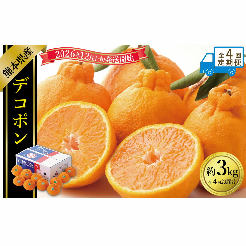 【ふるさと納税】【年4回定期便】デコポン 1回あたり約3kg（8～12玉入り） 計約12kg（約3kg×4回） でこぽん 柑橘 かんきつ 食物繊維 フルーツ くだもの 果物 果実 デザート 熊本県産 国産 九州 熊本県 送料無料 【2026年12月上旬発送開始】