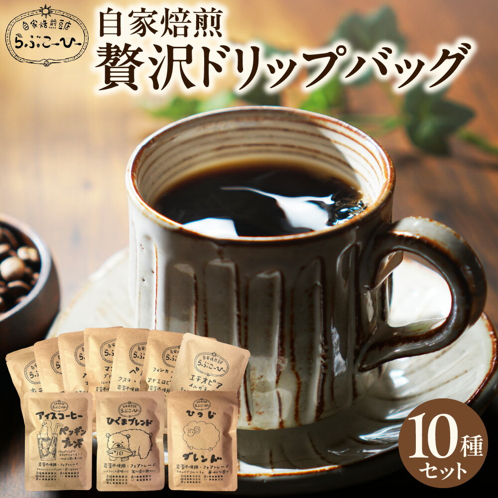 【ふるさと納税】 コーヒー 10種 セット 自家焙煎豆 ドリップバッグ 本格 ブレンド マンデリン 東ティモール ラオス エチオピア フィンカ・ドン・ラファ ペルー メキシコ 農薬不使用 化学肥料不使用 フェアトレード 北海道 札幌市