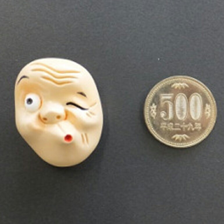 【ふるさと納税】ミニチュア石岡の祭り面 ひょっとこ （火吹） ※ 裏ピン付 関東三大祭り 石岡のおまつり 伝統工芸 手作りミニチュア面 面裏ピン付 コレクション お守り 縁起物 記念品 茨城県 石岡市 (F17-003)