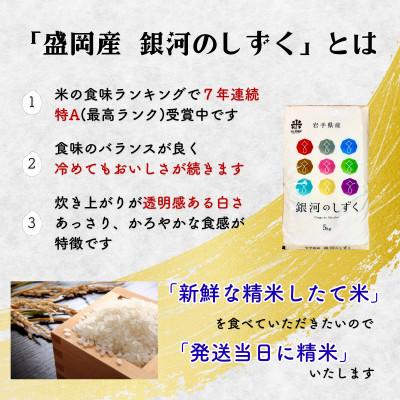 ふるさと納税 盛岡市 【毎月定期便】銀河のしずく 5kg 盛岡市産 ☆発送当日精米・お米マイスター厳選米☆全3回 |  | 01