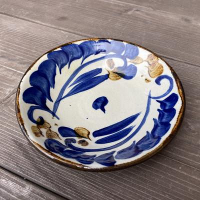 ふるさと納税 西原町 やちむん 唐草紋様 5寸皿(染付)青