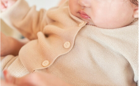 ベビー服 80センチ ( エクリュ ) シルク100％ きみとずっとニット 3点セット（セーター / カーディガン / パンツ）お肌にやさしい | 赤ちゃん ベビー 服 プレゼント ギフト 新潟県 五