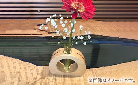 ヒノキくり抜き 一輪挿し（ガラス管付き）【有限会社山本木工所】 雑貨 インテリア 花瓶 [TBF005]