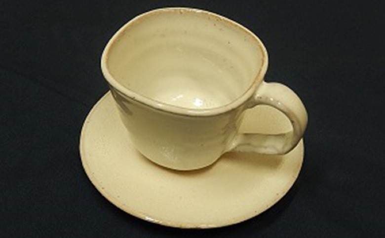 萩焼 8代佳炎作 白萩コーヒーセット（角）