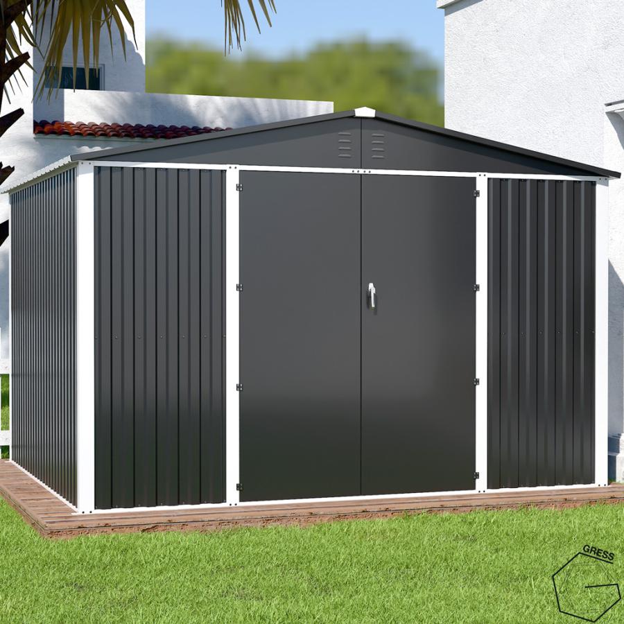 No.334 グレスメタルシェッド（ダブルドア）ハイキューブ　10×8フィート　※物置