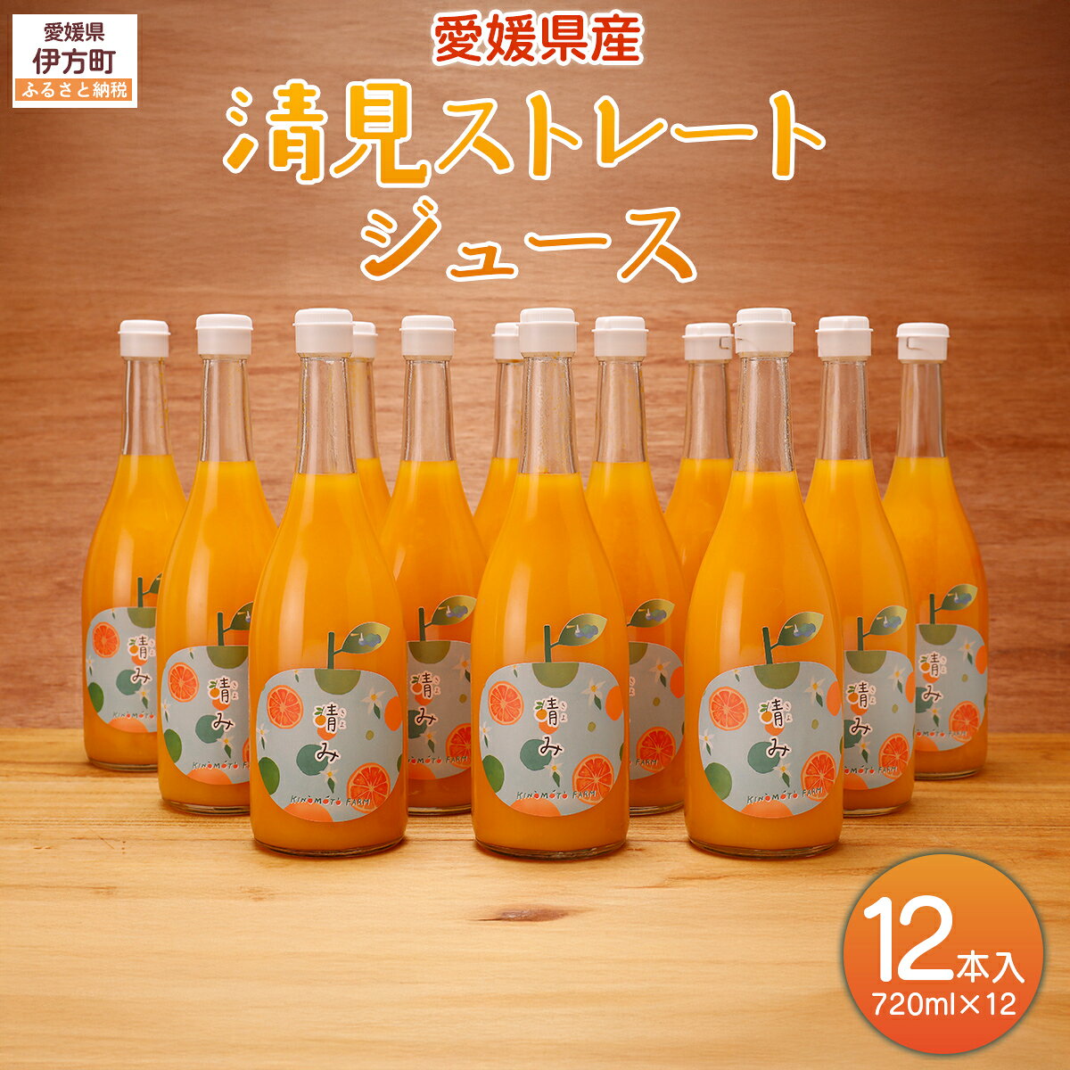 【ふるさと納税】【栽培期間中農薬不使用】清見ストレートジュース 720ml×12本入り ※離島への配送不可 【ふるさと納税 人気 おすすめ ランキング 柑橘 みかん ジュース オレンジジュース 清見タンゴール フルーツ 果物 産地直送 ギフト 愛媛県 伊方町 送料無料】 IKTG033