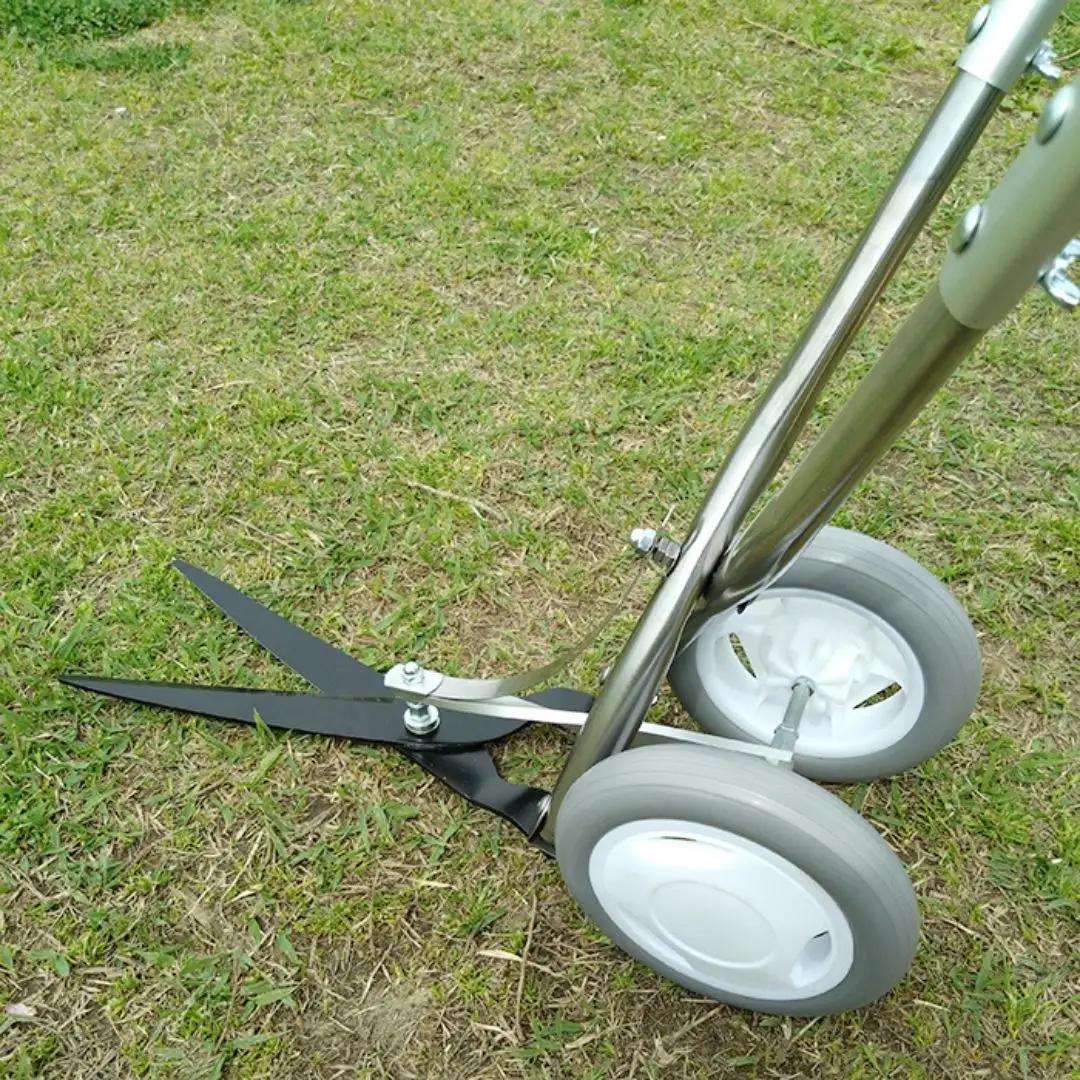 自立できるタイヤ付立ち作業草刈りハサミ 草刈り鋏 ガーデニング タイヤつき 除草 燕三条製 [株式会社オビタス]【040S031】