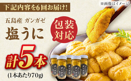 【全6回定期便】ガンガゼ塩うに 70g×5本 / ウニ 雲丹 五島市 / うた丸[PGA007]