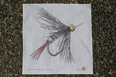 播州織 播州毛鉤バンダナ　Banshu-ori Bandana（14-24）【A】Banshu Yamame Kebari Keikoku