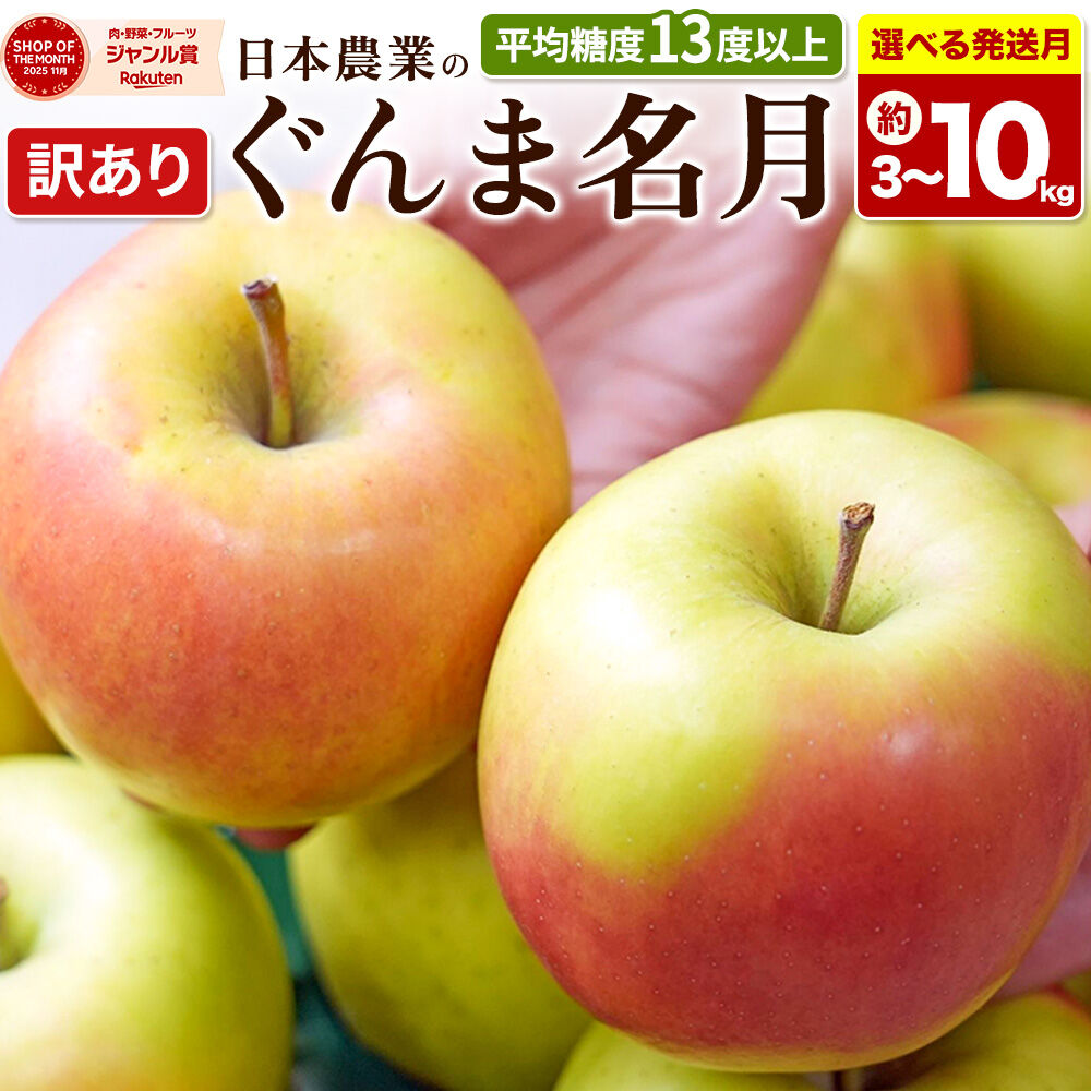 【ふるさと納税】りんご【選べる 26年11月〜27年3月 発送】ぐんま名月【訳あり】【選べる約 3kg／5kg／10kg】平均糖度13度以上 クール便 青森県 弘前市 果物 フルーツ 林檎 リンゴ くだもの 不揃い 規格外 [先行受付 家庭用 産地直送]