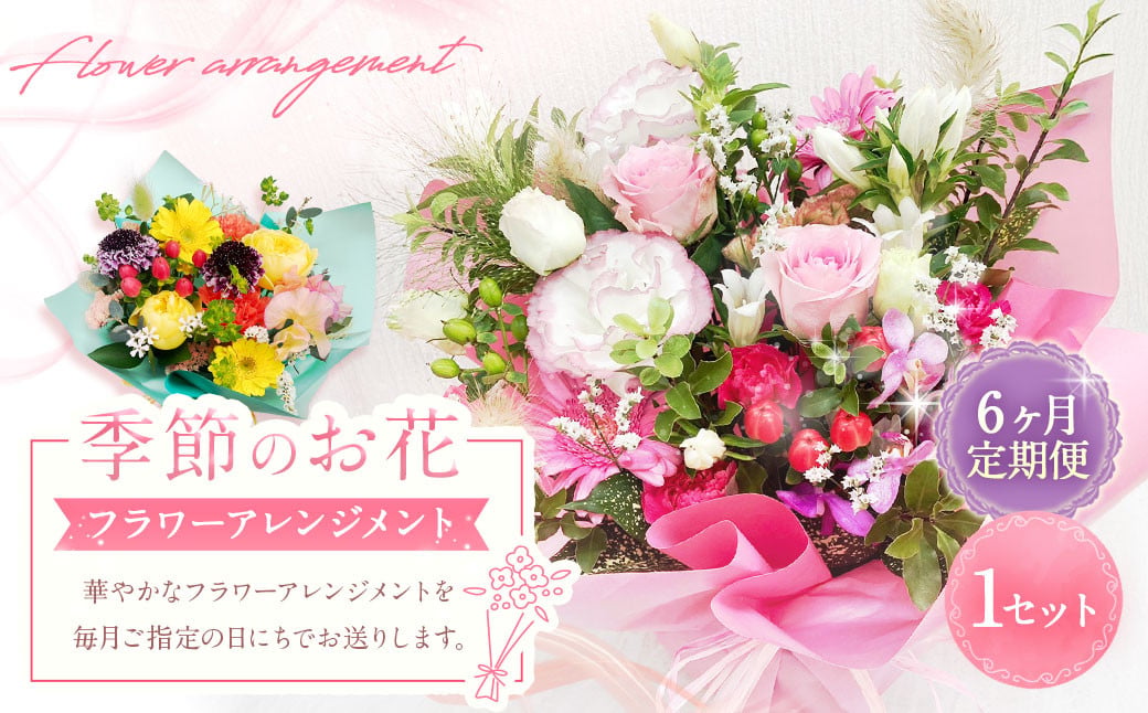 
                  【指定日必須】【6ヶ月定期便】季節のお花定期便（フラワーアレンジメント） 花  フラワー フラワーギフト 定期便
                