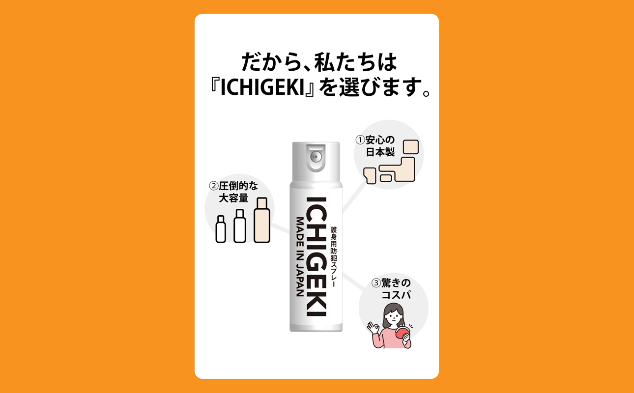 防犯スプレー ICHIGEKI ウイアール|防犯グッズ いちげき 護身 安全 安心 国産 防犯 対策 三重県 四日市市 四日市市ふるさと納税