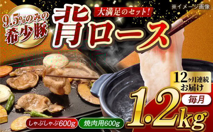 
            【月1回約1.2kg×12回定期便】大西海SPF豚 背ロース（焼肉＆しゃぶしゃぶ用）計約14.4kg 長崎県/長崎県農協直販 [42ZZAA083]
          
