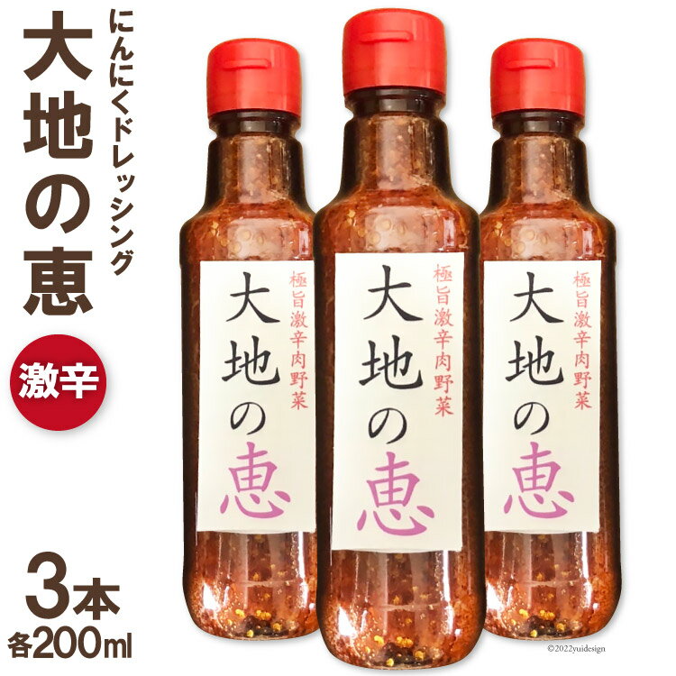 【ふるさと納税】 ドレッシング 大地の恵 激辛 200ml 計3本 [矢口農園 長野県 池田町 48110489] にんにく