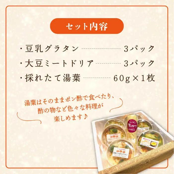 【お中元対象】【 湯葉を贅沢使用！ 】 湯葉 三昧 セット （ 豆乳 グラタン ＋ 大豆 ミート ドリア ＋ 湯葉 60g 1枚 ） 《糸島》 【酒瀬川】 [AZJ002]
