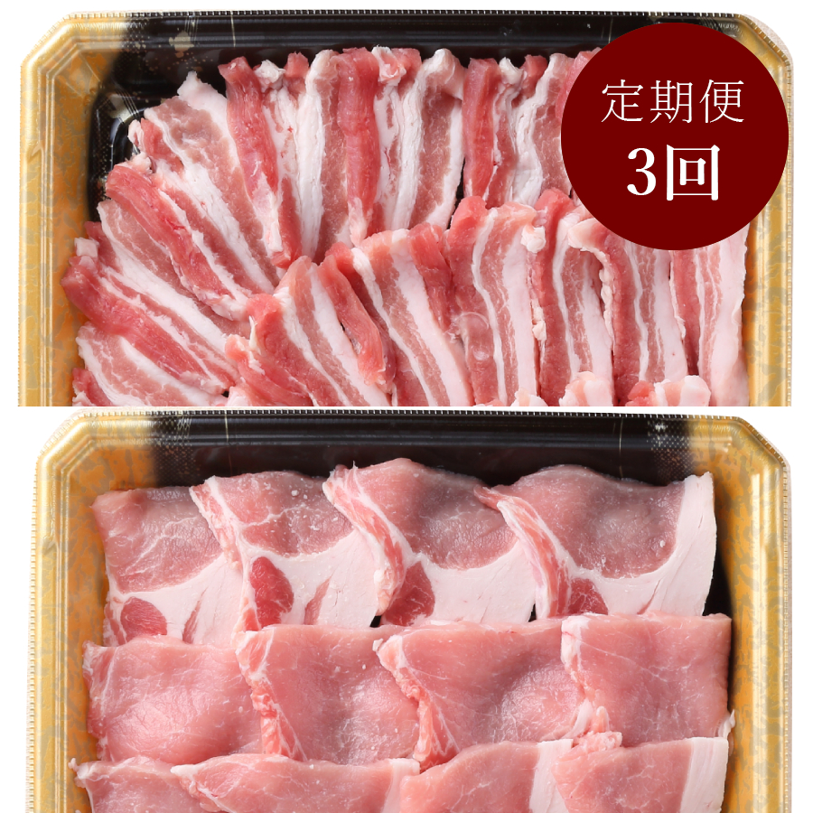 お米育ちの錦雲豚　焼肉用（ロース300g・バラ300g）３ヶ月定期便