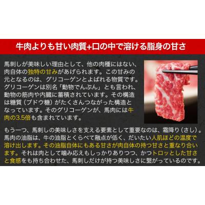 ふるさと納税 南阿蘇村 【国内肥育】国産赤身馬刺し320g+タレ100ml付き《30日以内に出荷(土日祝除く)》 |  | 01