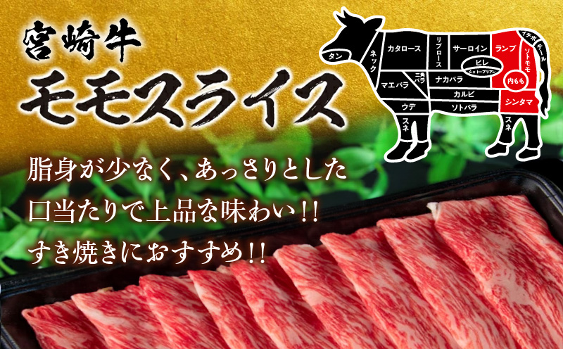 【令和7年6月配送】数量限定 宮崎牛 モモスライス 計1.1kg 牛肉 赤身 国産 すき焼き しゃぶしゃぶ 牛丼 焼肉 BBQ バーベキュー 鉄板焼き 人気 おすすめ 高級 ギフト プレゼント 贈り物