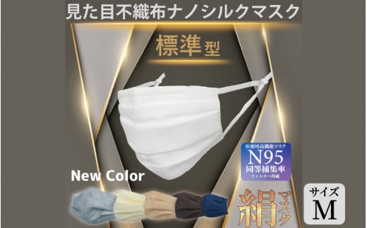 【7色展開】見た目不織布 ナノシルクマスク 安心の4層構造 Mサイズ【ネイビー】 [A-9834_06]